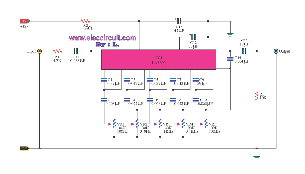 5 Channels Graphic Equalizer by LA3600 circuit