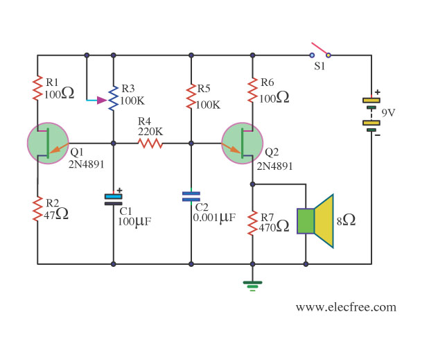 Cricket Generator by 2N4891 circuit