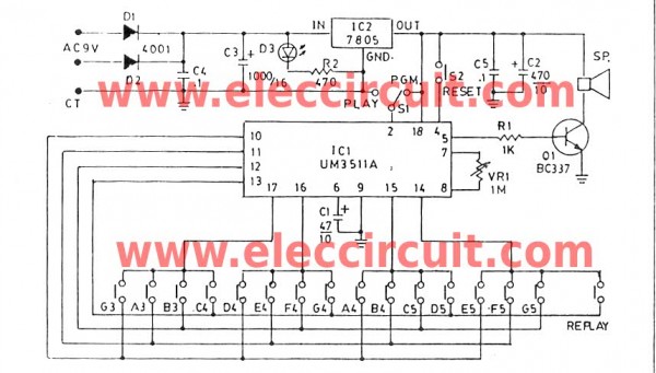 lets to build mini organ keyboard – Circuit Schematic