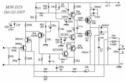 Mosfet Amplifier OTL 100W by K1058J162 circuit