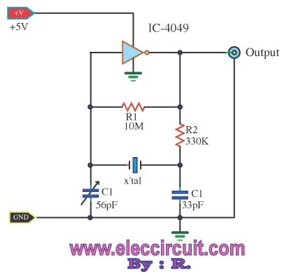 Pulse Generator Oscillator 32768KHz by watch crystal circuit