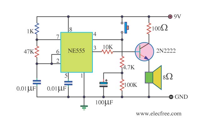 555 timer audio alarm circuits circuit