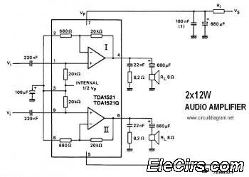 TDA1521  TDA1521Q 12W Stereo Amplifier circuit