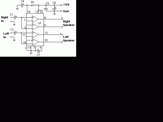 2x22W Stereo Power Amplifier circuit based TDA1554 circuit