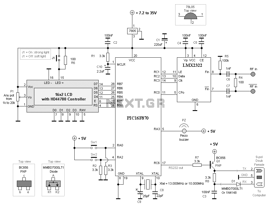 25 GHz Frequency meter with 2x16 LCD display circuit