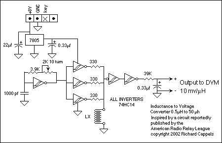 RF Inductance adaptor for multimeter circuit