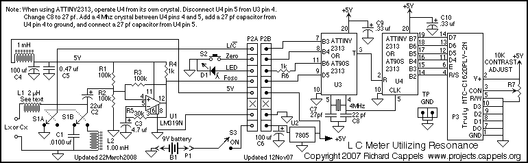 AVR Inductance  Capacitance meter circuit