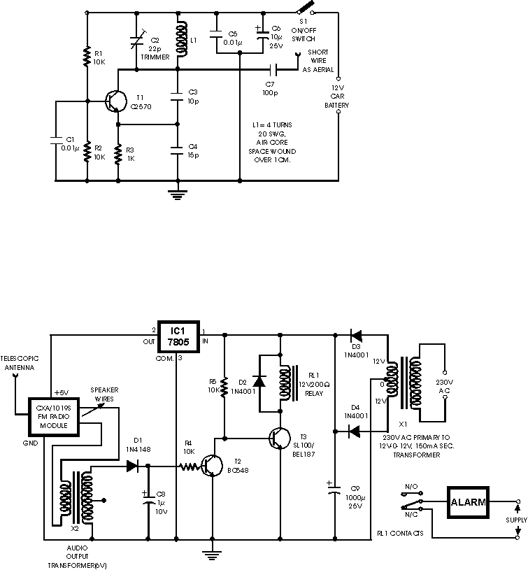 Car wireless alarm circuit