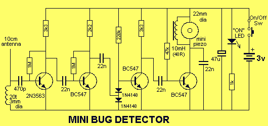 FM Bug detector 80 - 150 MHz circuit