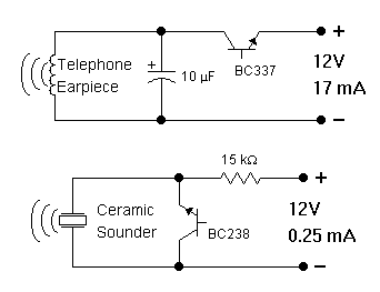 Oscillators for Buzzers and telephone Earpieces circuit