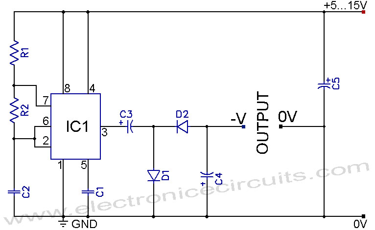 555 Negative Voltage Power Supply Circuit