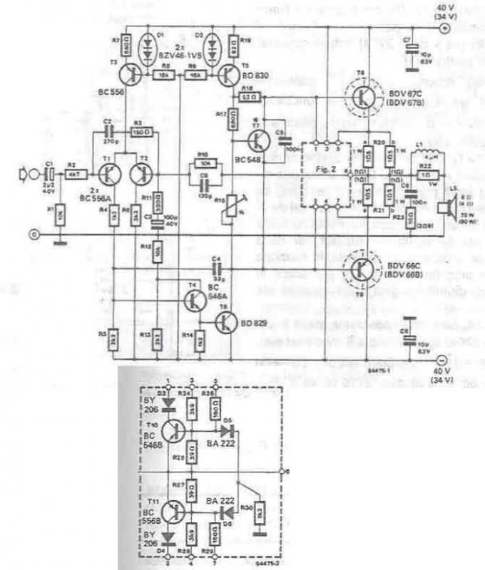 Power amplifier using transistors circuit