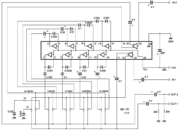 BA3822 five-point stereo graphic equalizer circuit design circuit