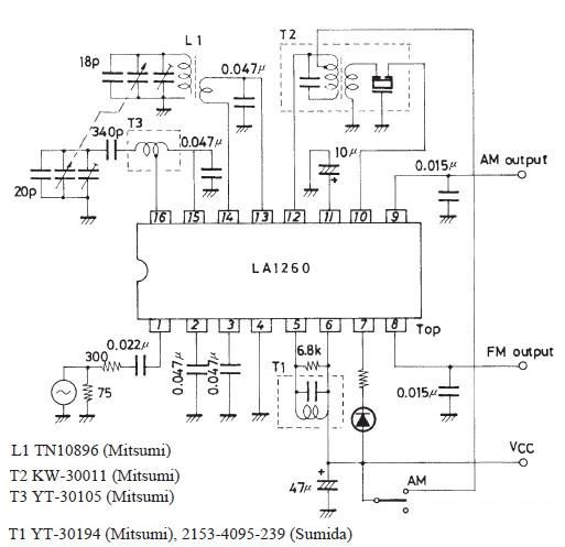 FM IF MW radio receiver circuit using LA1260 integrated circuit – Circuit Schematic