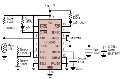 NiMH battery charger circuit diagram using LTC4060 circuit