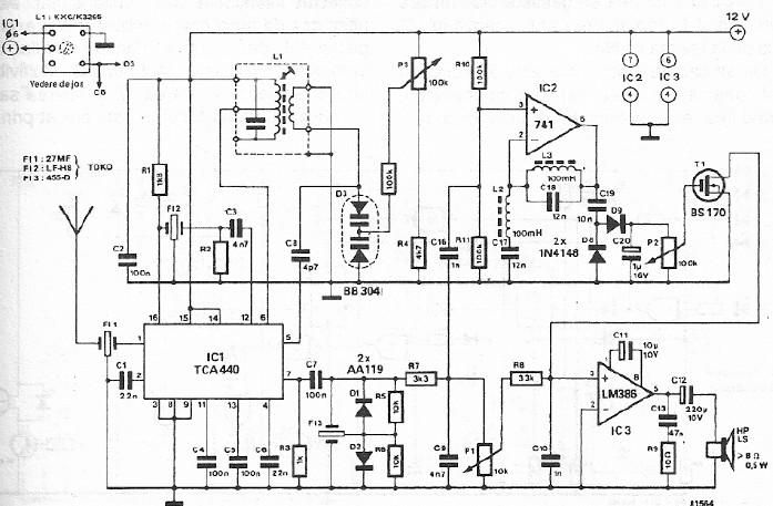 FM CB radio receiver circuit design using TCA440 – Circuit Schematic
