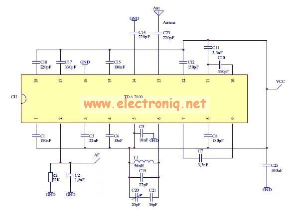 TDA7000 fm radio integrated circuit design – Circuit Schematic