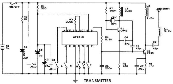 AF2310 radio controlled motor circuit design project circuit
