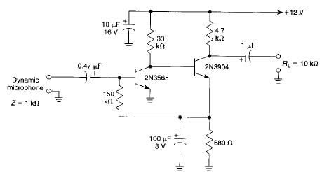 High gain microphone preamplifier electronic project circuit