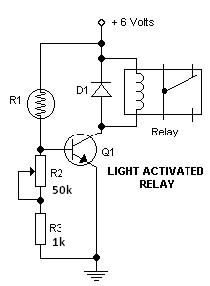 Light Dark switch activated relay circuits circuit