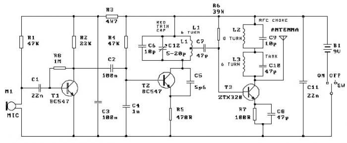 Long range FM transmitter electronic project – Circuit Schematic