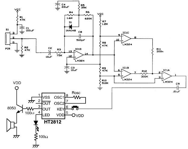 PIR motion detector circuit electronic project circuit