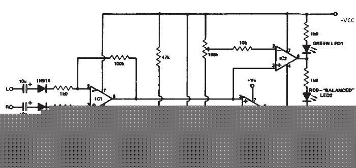 Stereo balance indicator circuit design electronic project circuit