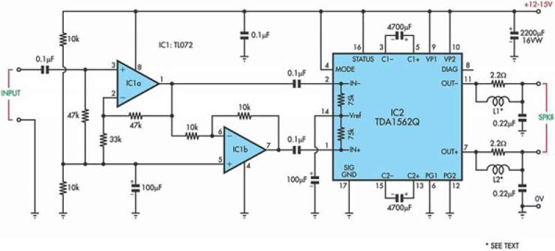 36 Watt Amplifier circuit with TDA1562Q – Circuit Schematic