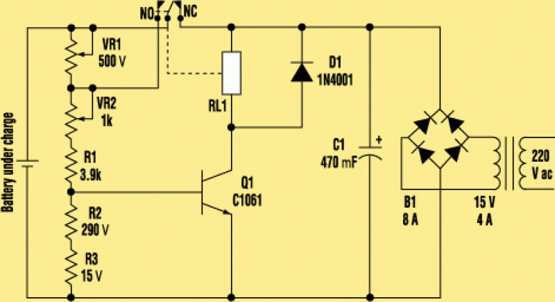 a single transistor smart battery charger circuit