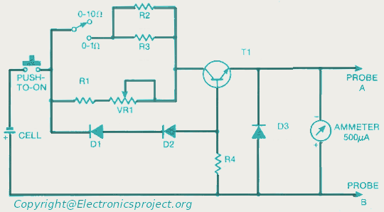 Ohm Meter For Low Resistence measurement – Circuit Schematic