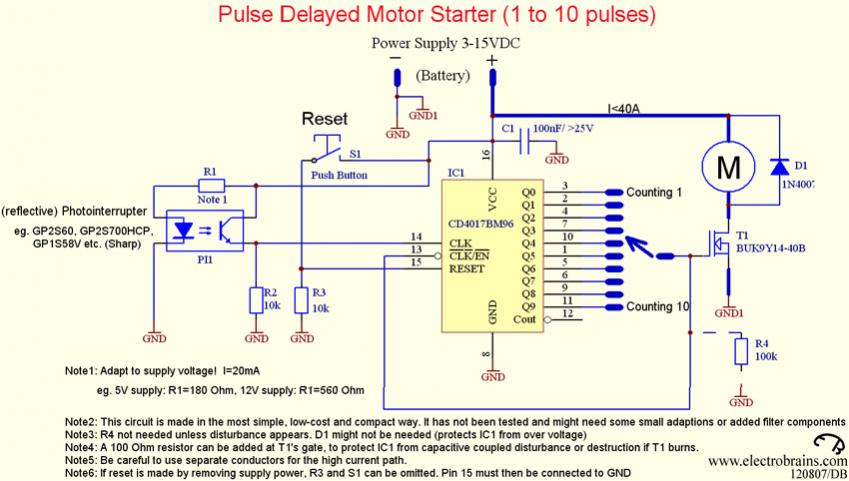 transistor circuit for counting wheel rotations circuit
