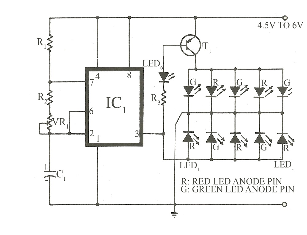 Bicolour LED flasher circuit