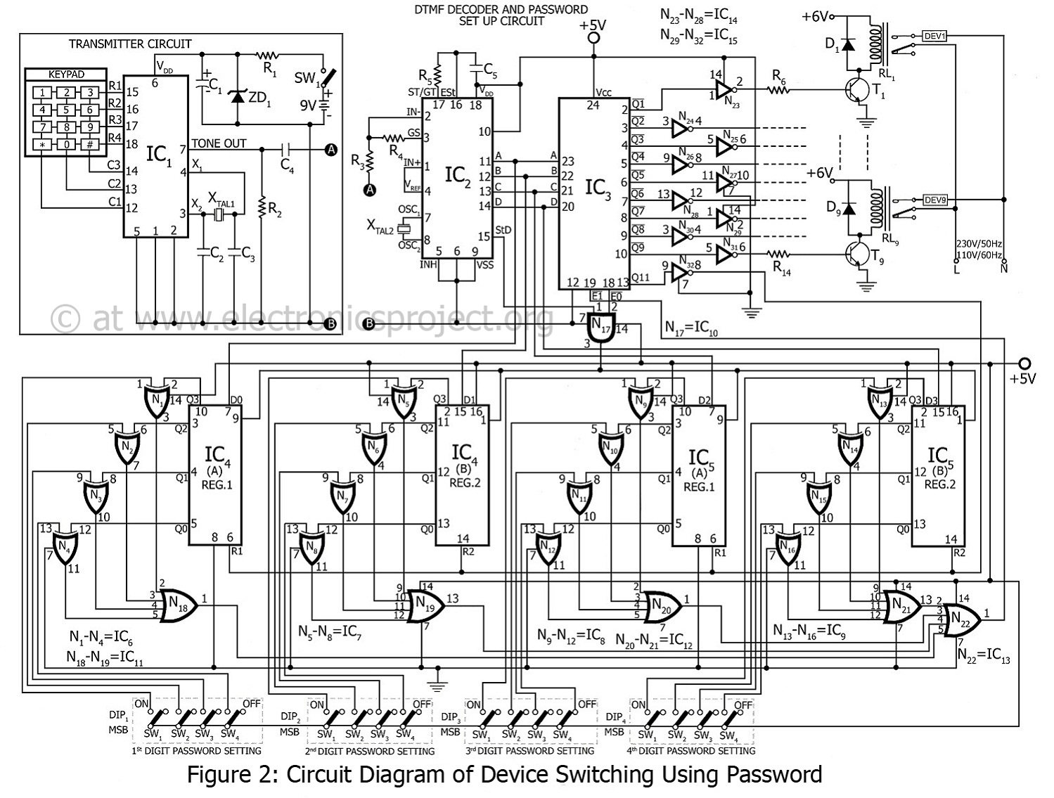 Device Switching Using Password – Circuit Schematic