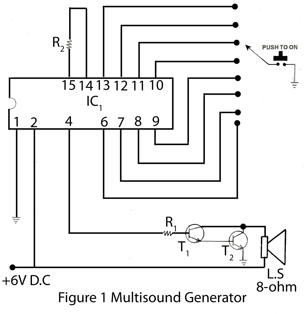 Multisound generator with description circuit