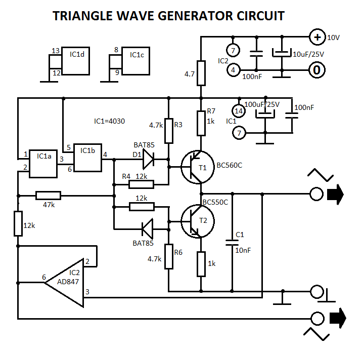 Simple Square Wave Generator with 7400 circuit