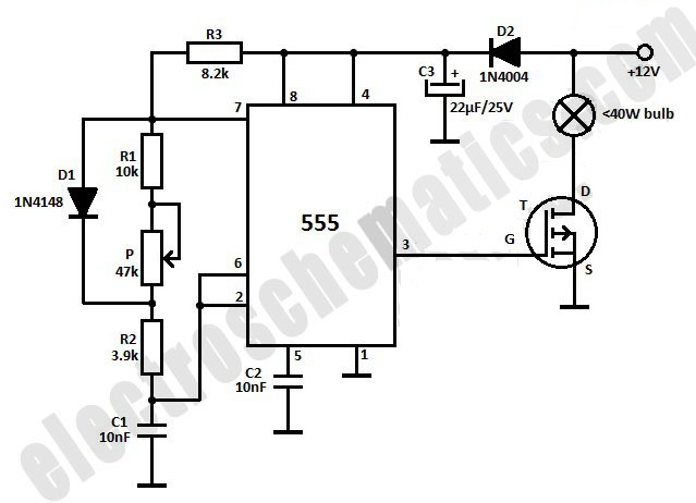 Dim Light Bulbs with 555 IC Circuit
