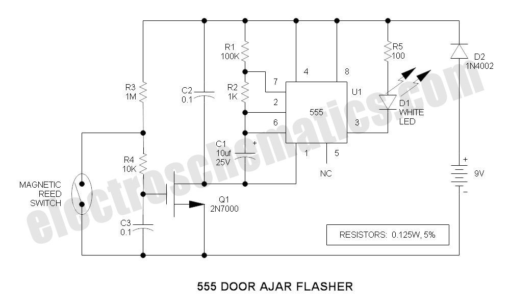 555 LED Flasher Circuit