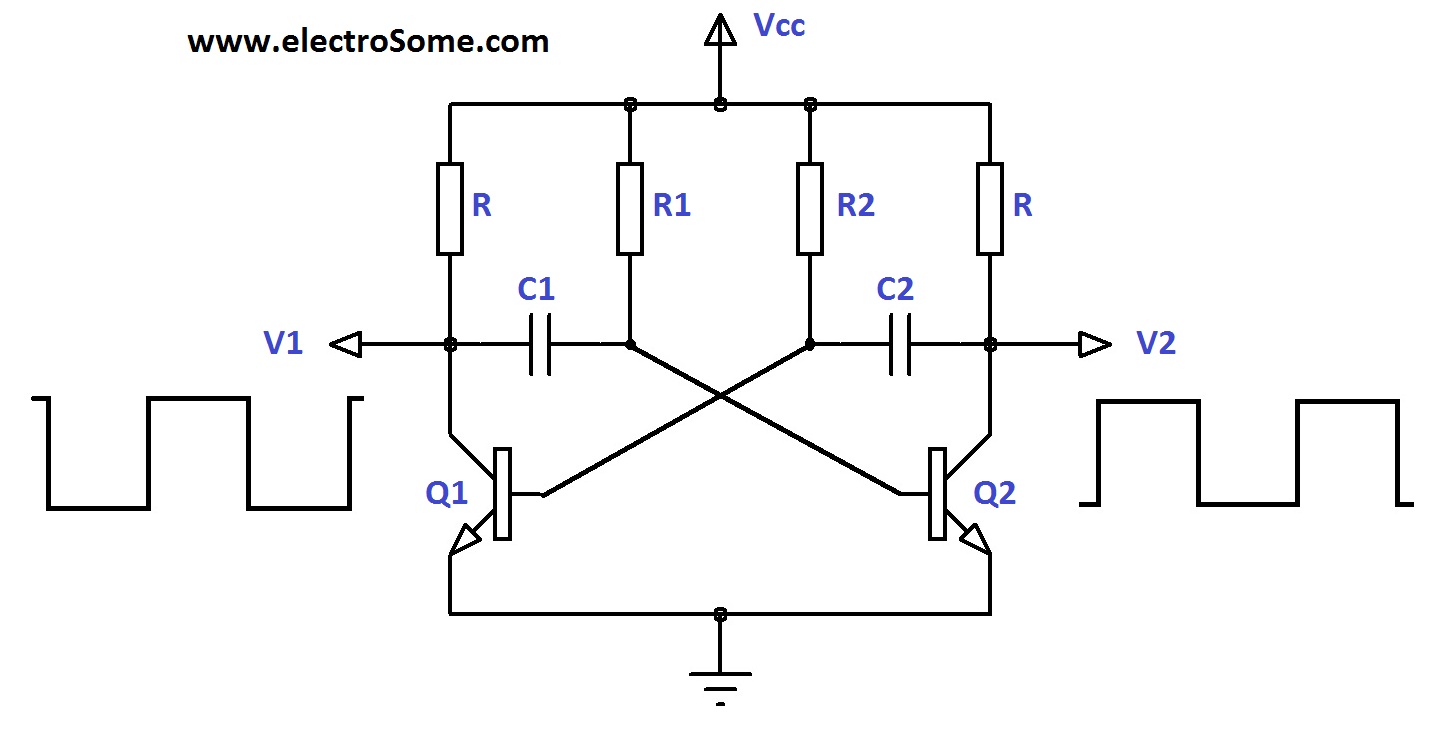 astable multivibrator transistors circuit