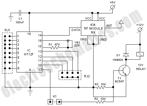RF Based Wireless Remote Control Switch circuit
