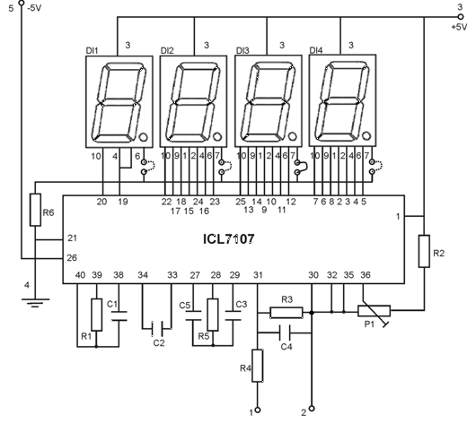 Led display digital Voltmeter circuit