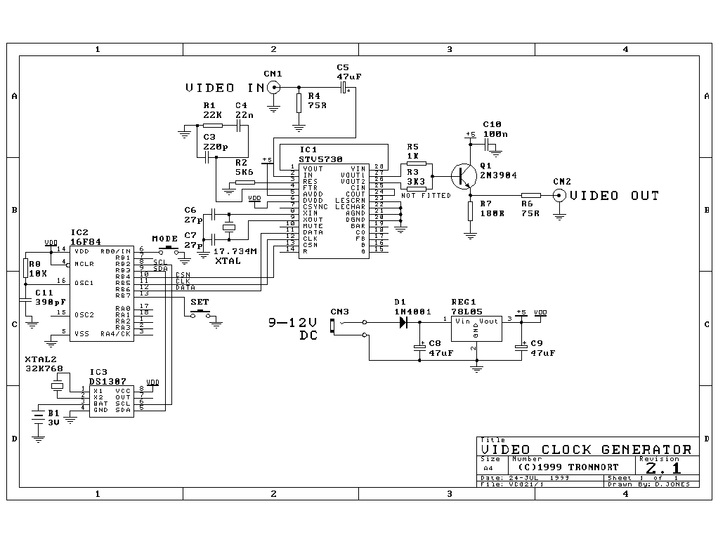 Video Clock and Message Generator circuit