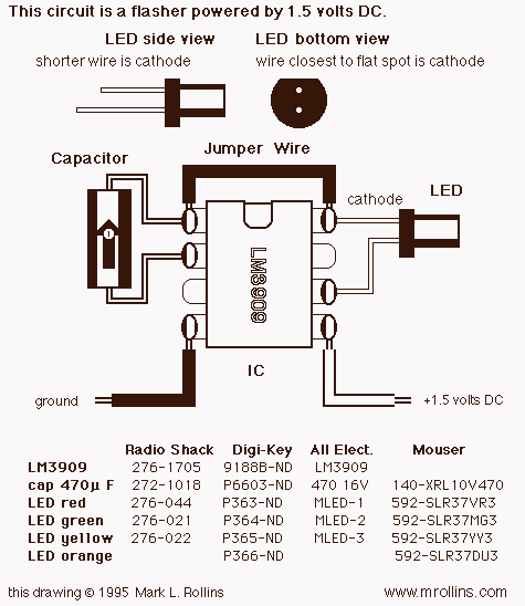 LED flashing with 3909 IC circuit