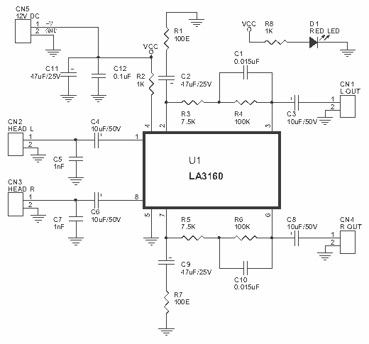 tape head preamplifier with LA3161 circuit