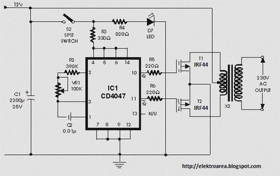 100w inverter circuit by irf44 mosfet circuit