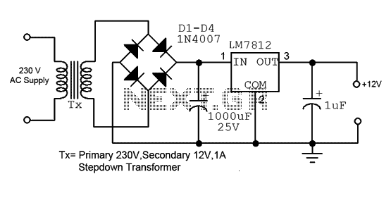 12V fixed voltage power supply circuit diagram circuit