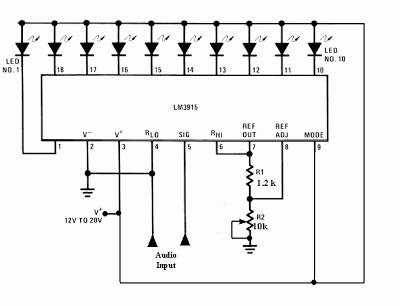 Audio Level Meter (VU Meter) – Circuit Schematic