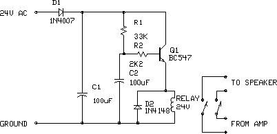 Audio Amplifier Output Relay Delay circuit