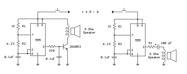 Basic 555 Squarewave Oscillator circuit – Circuit Schematic
