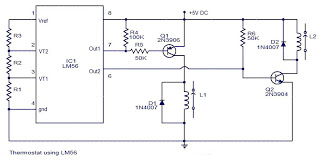 LM56 diagram of Circuit of the Thermostat project circuit