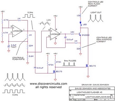Schematic Diagram Schema HO Train Model Lighthouse Flasher circuit